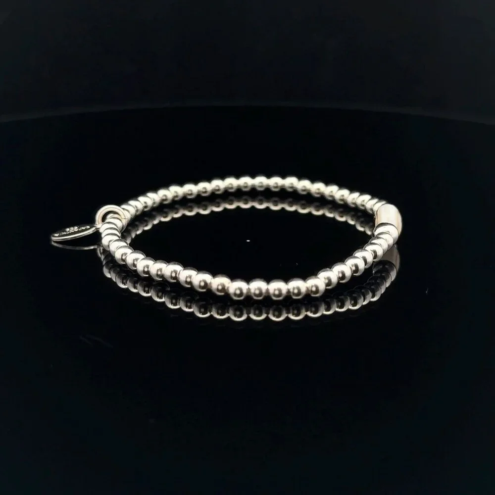925 Sterling Silver Beaded Stretch Stacking Bracelet MOP Letter Initial G - Picture 4 of 6